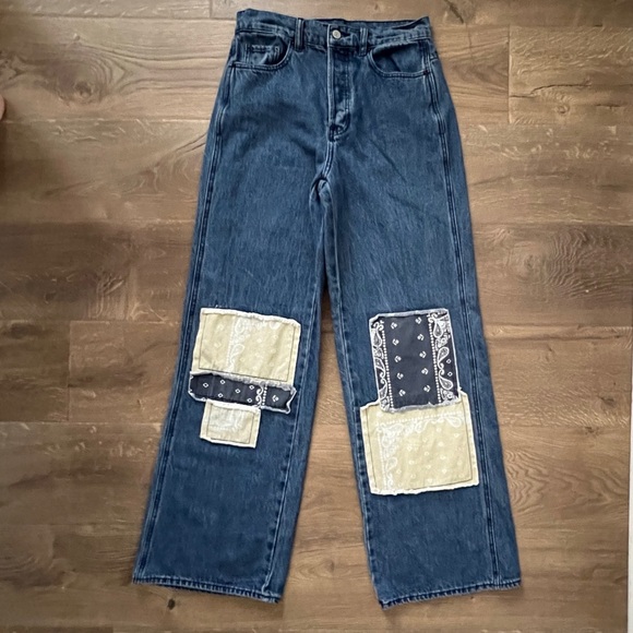 PacSun Eco Bandana Patch High Waisted Baggy Jeans size 27 - Picture 6 of 6